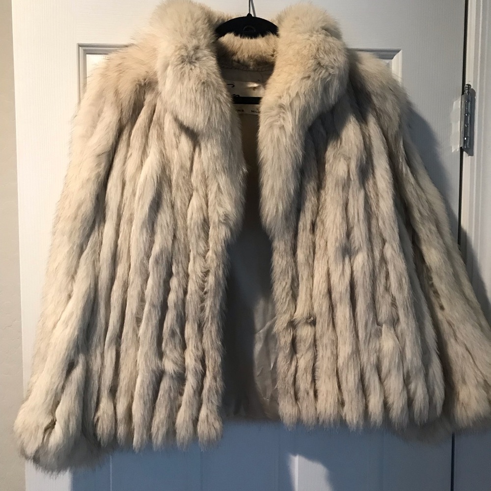 Blue fox fur jacket